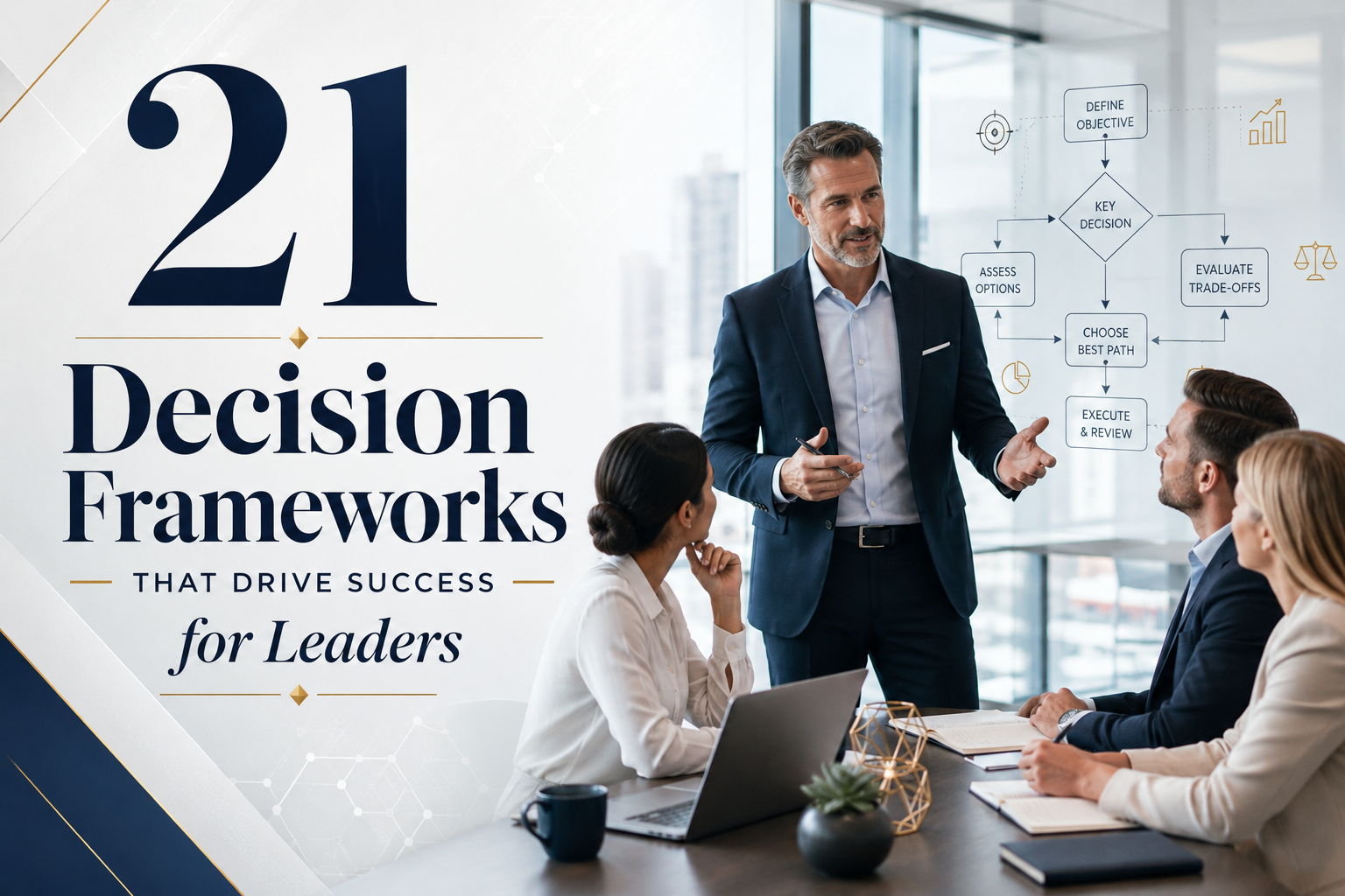 This guide explains 21 Decision Frameworks That Drive Success for Leaders to reduce decision friction with clear rights, thresholds, and reusable models.
